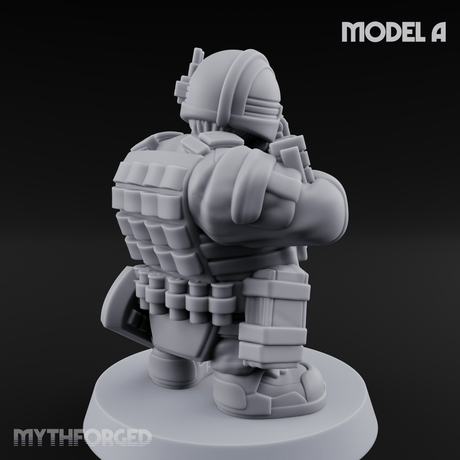 Guns Blazing Space Dwarf Assault Troopers A Miniature for Dungeons and Dragons, Pathfinder or other TTRPGs