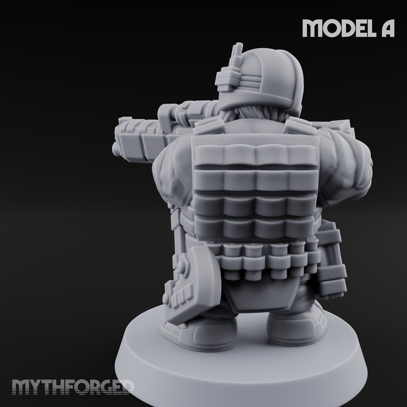 Guns Blazing Space Dwarf Assault Troopers A Miniature for Dungeons and Dragons, Pathfinder or other TTRPGs