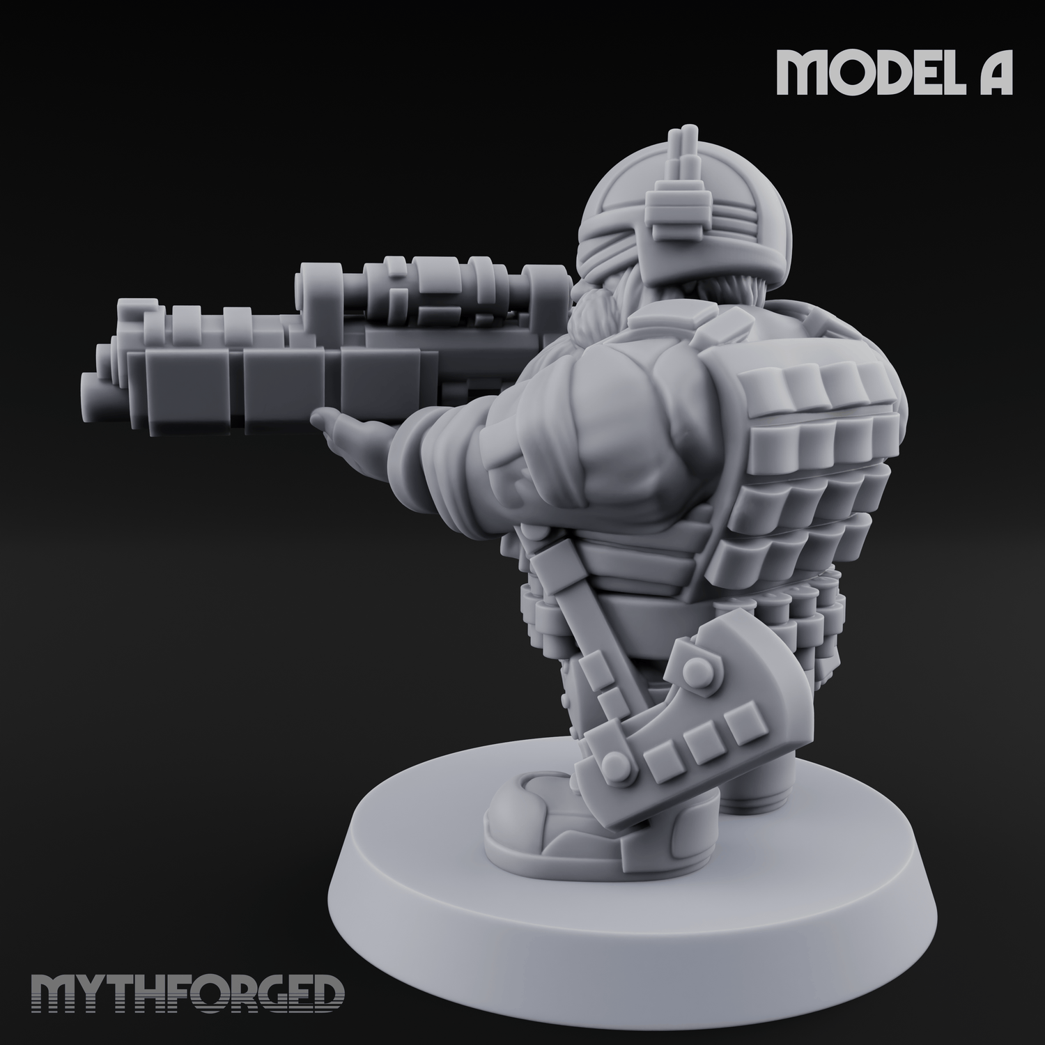 Guns Blazing Space Dwarf Assault Troopers A Miniature for Dungeons and Dragons, Pathfinder or other TTRPGs