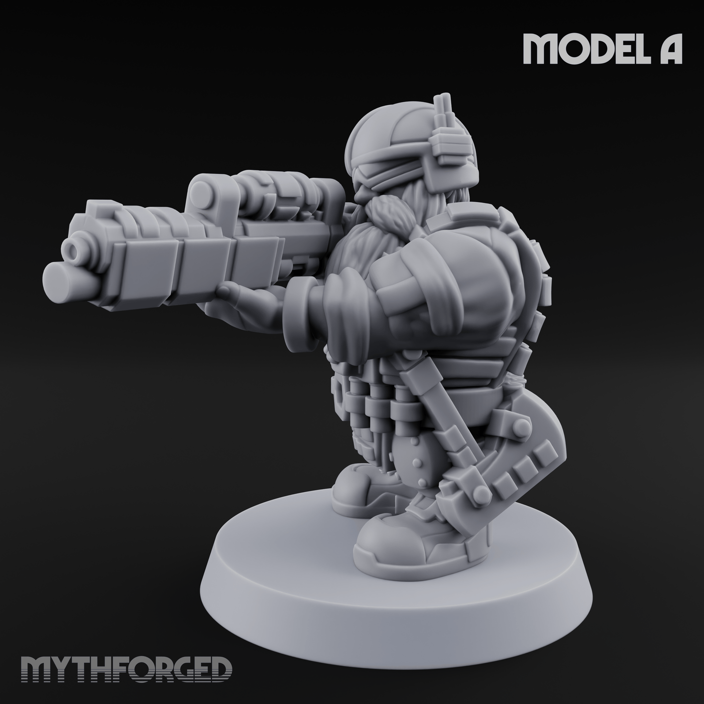 Guns Blazing Space Dwarf Assault Troopers A Miniature for Dungeons and Dragons, Pathfinder or other TTRPGs