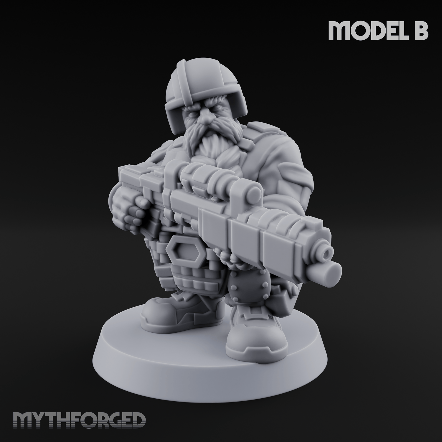 Guns Blazing Space Dwarf Assault Troopers Miniature for Dungeons and Dragons, Pathfinder or other TTRPGs