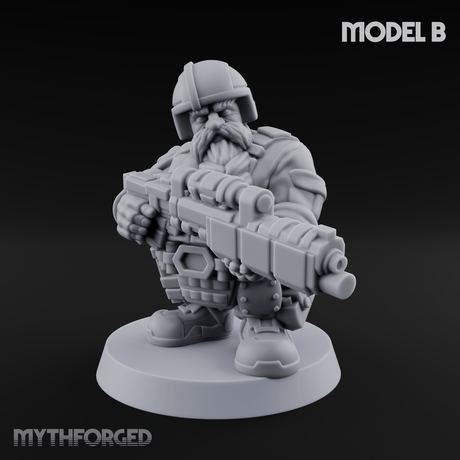 Guns Blazing Space Dwarf Assault Troopers Miniature for Dungeons and Dragons, Pathfinder or other TTRPGs