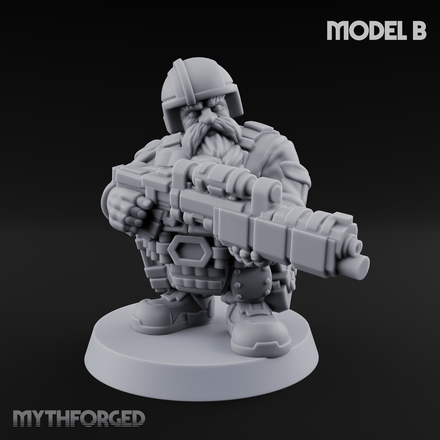 Guns Blazing Space Dwarf Assault Troopers Miniature for Dungeons and Dragons, Pathfinder or other TTRPGs