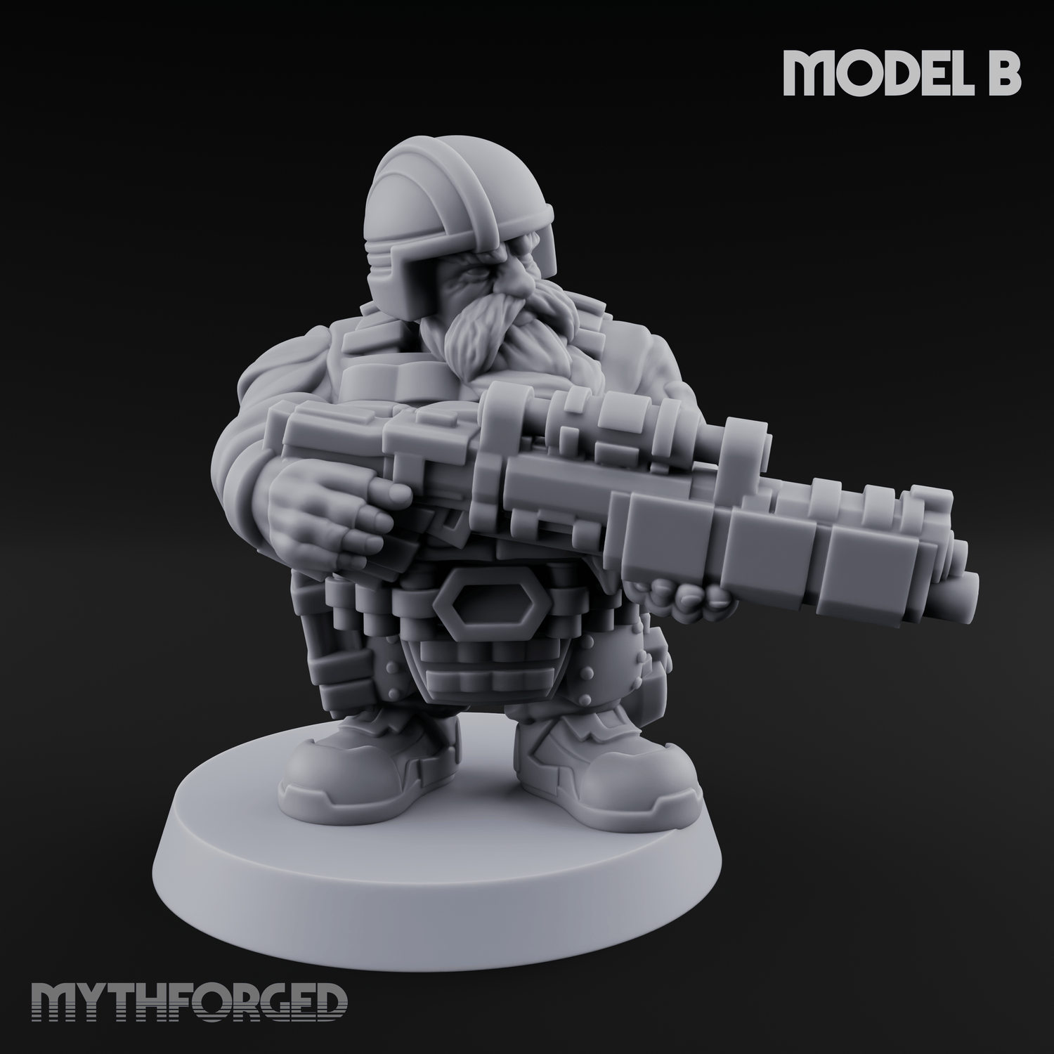 Guns Blazing Space Dwarf Assault Troopers Miniature for Dungeons and Dragons, Pathfinder or other TTRPGs