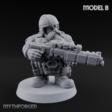 Guns Blazing Space Dwarf Assault Troopers Miniature for Dungeons and Dragons, Pathfinder or other TTRPGs