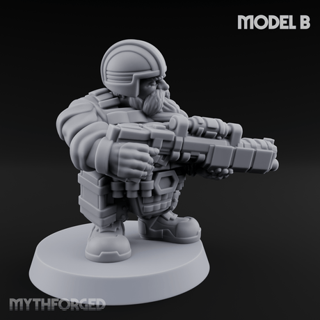 Guns Blazing Space Dwarf Assault Troopers B Miniature for Dungeons and Dragons, Pathfinder or other TTRPGs