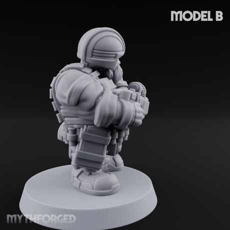 Guns Blazing Space Dwarf Assault Troopers B Miniature for Dungeons and Dragons, Pathfinder or other TTRPGs