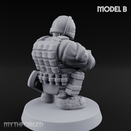 Guns Blazing Space Dwarf Assault Troopers B Miniature for Dungeons and Dragons, Pathfinder or other TTRPGs
