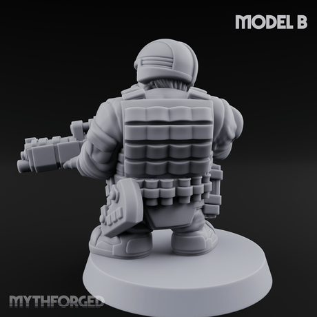Guns Blazing Space Dwarf Assault Troopers B Miniature for Dungeons and Dragons, Pathfinder or other TTRPGs