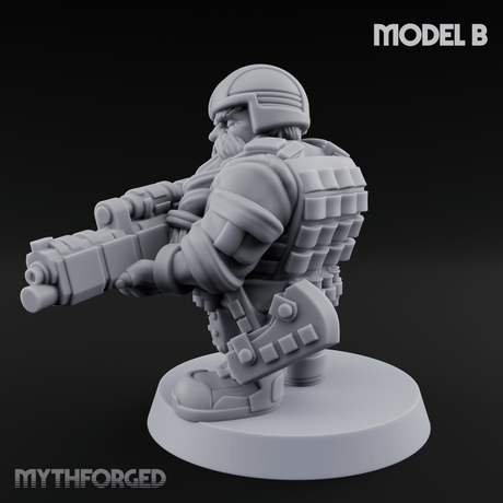 Guns Blazing Space Dwarf Assault Troopers B Miniature for Dungeons and Dragons, Pathfinder or other TTRPGs
