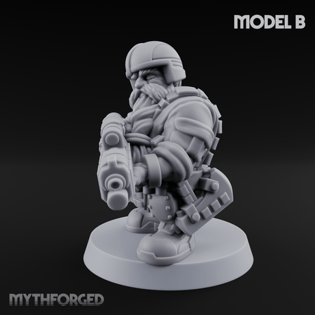 Guns Blazing Space Dwarf Assault Troopers B Miniature for Dungeons and Dragons, Pathfinder or other TTRPGs