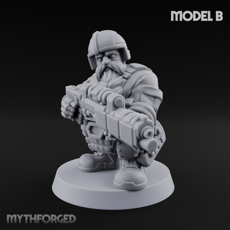 Guns Blazing Space Dwarf Assault Troopers B Miniature for Dungeons and Dragons, Pathfinder or other TTRPGs