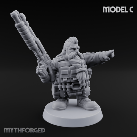 Guns Blazing Space Dwarf Assault Troopers C Miniature for Dungeons and Dragons, Pathfinder or other TTRPGs