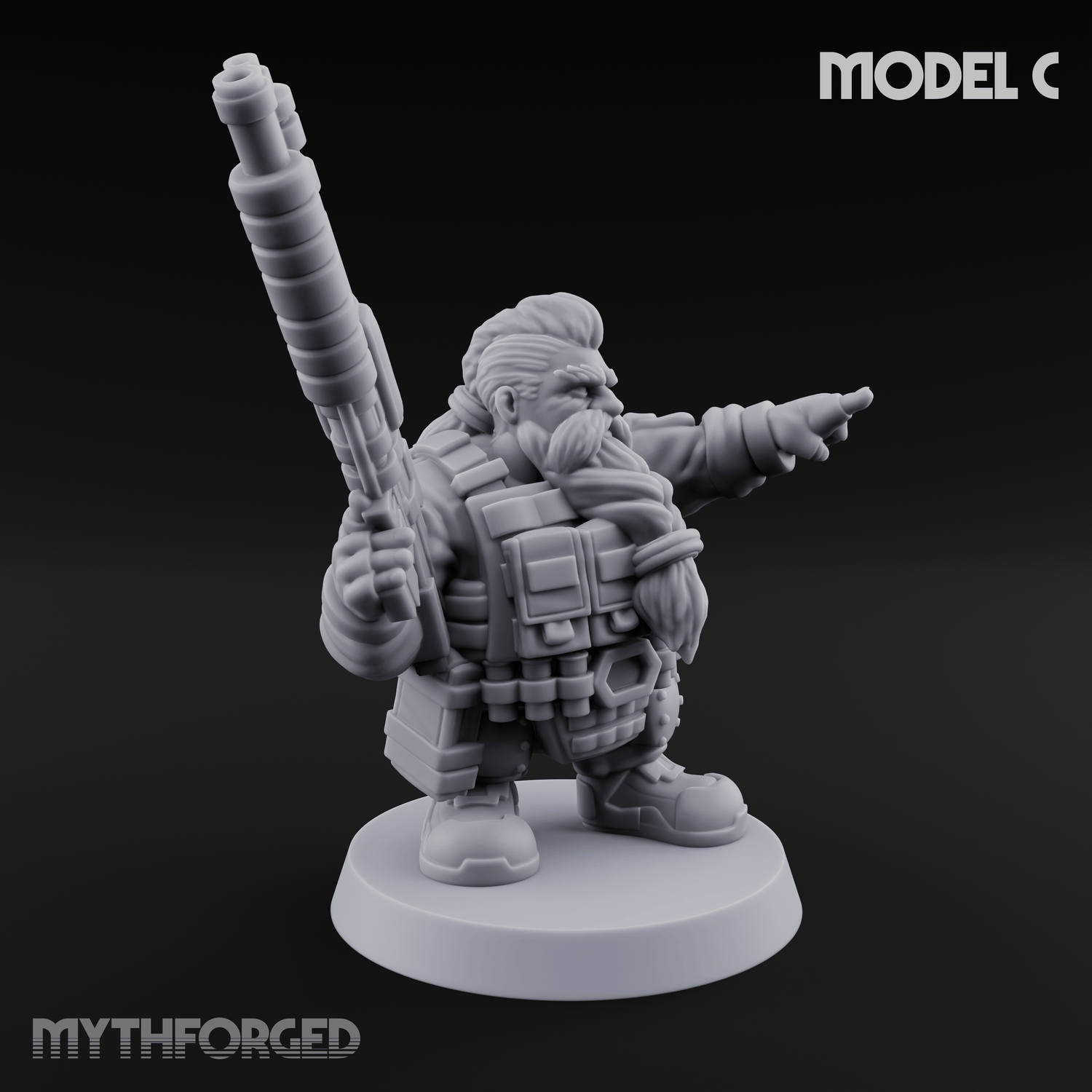 Guns Blazing Space Dwarf Assault Troopers Miniature for Dungeons and Dragons, Pathfinder or other TTRPGs