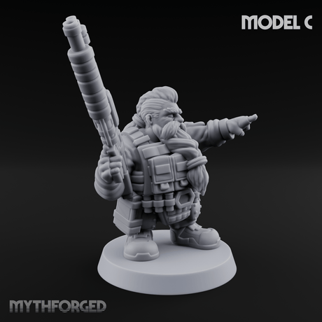 Guns Blazing Space Dwarf Assault Troopers Miniature for Dungeons and Dragons, Pathfinder or other TTRPGs