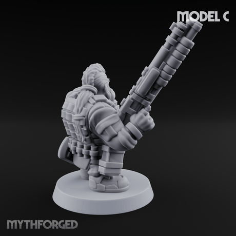Guns Blazing Space Dwarf Assault Troopers C Miniature for Dungeons and Dragons, Pathfinder or other TTRPGs