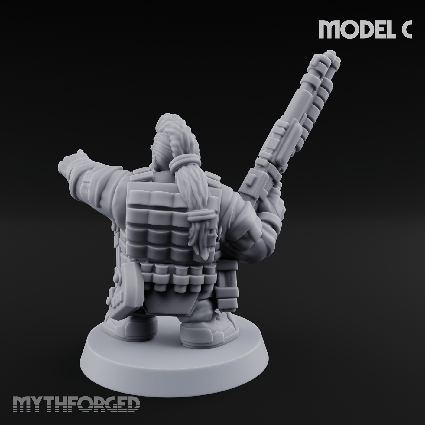 Guns Blazing Space Dwarf Assault Troopers C Miniature for Dungeons and Dragons, Pathfinder or other TTRPGs