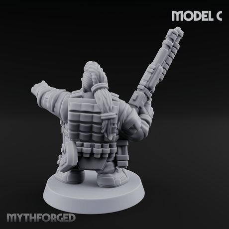 Guns Blazing Space Dwarf Assault Troopers C Miniature for Dungeons and Dragons, Pathfinder or other TTRPGs