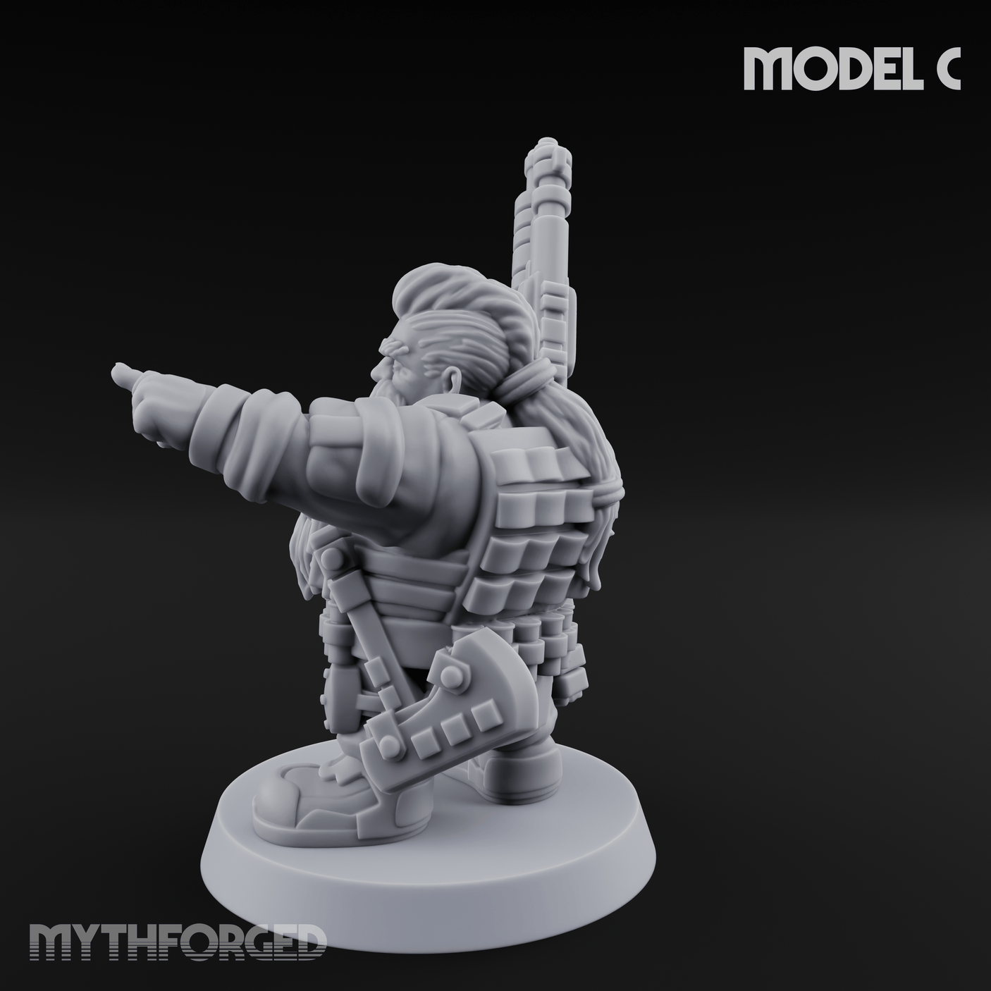 Guns Blazing Space Dwarf Assault Troopers C Miniature for Dungeons and Dragons, Pathfinder or other TTRPGs