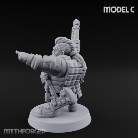 Guns Blazing Space Dwarf Assault Troopers C Miniature for Dungeons and Dragons, Pathfinder or other TTRPGs