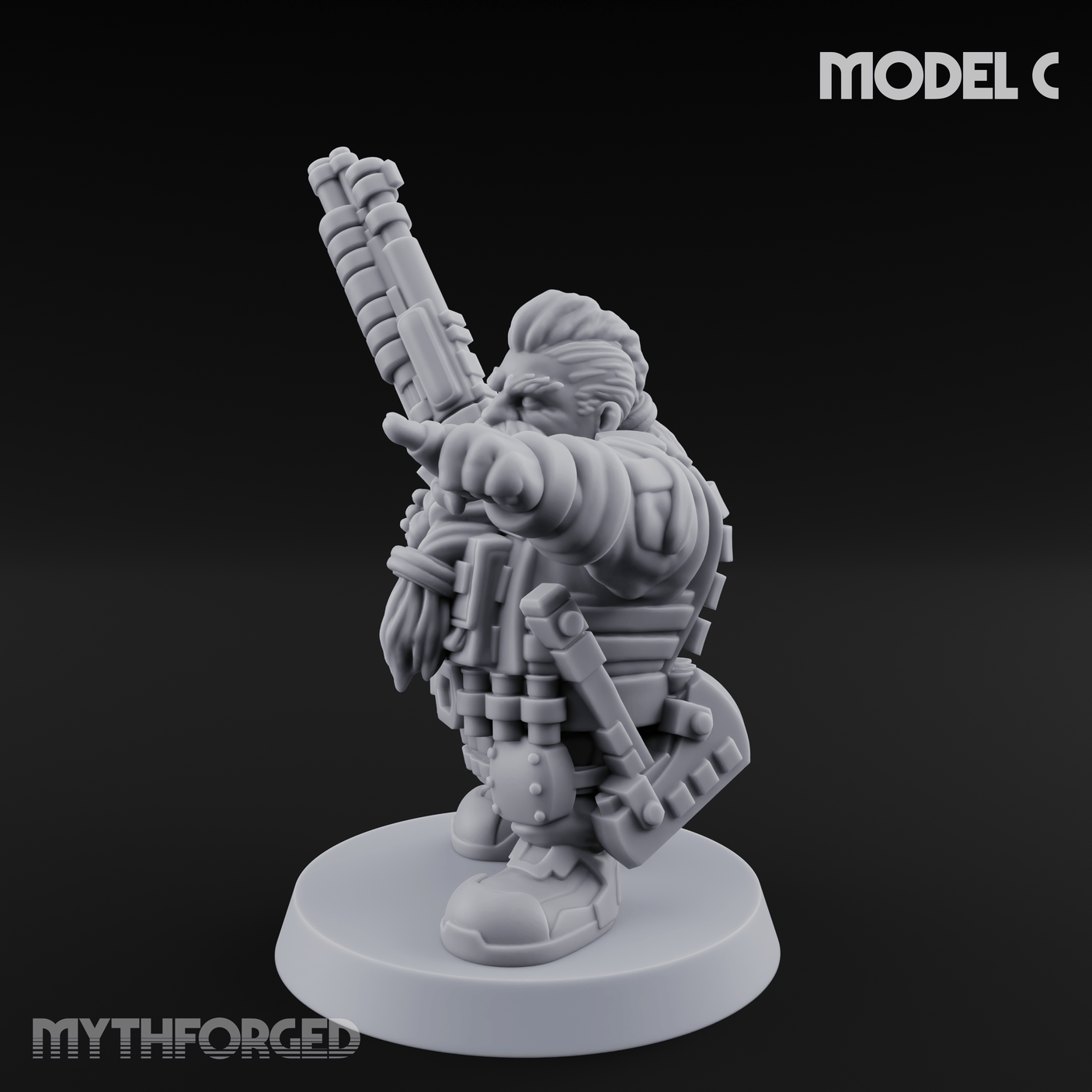 Guns Blazing Space Dwarf Assault Troopers C Miniature for Dungeons and Dragons, Pathfinder or other TTRPGs