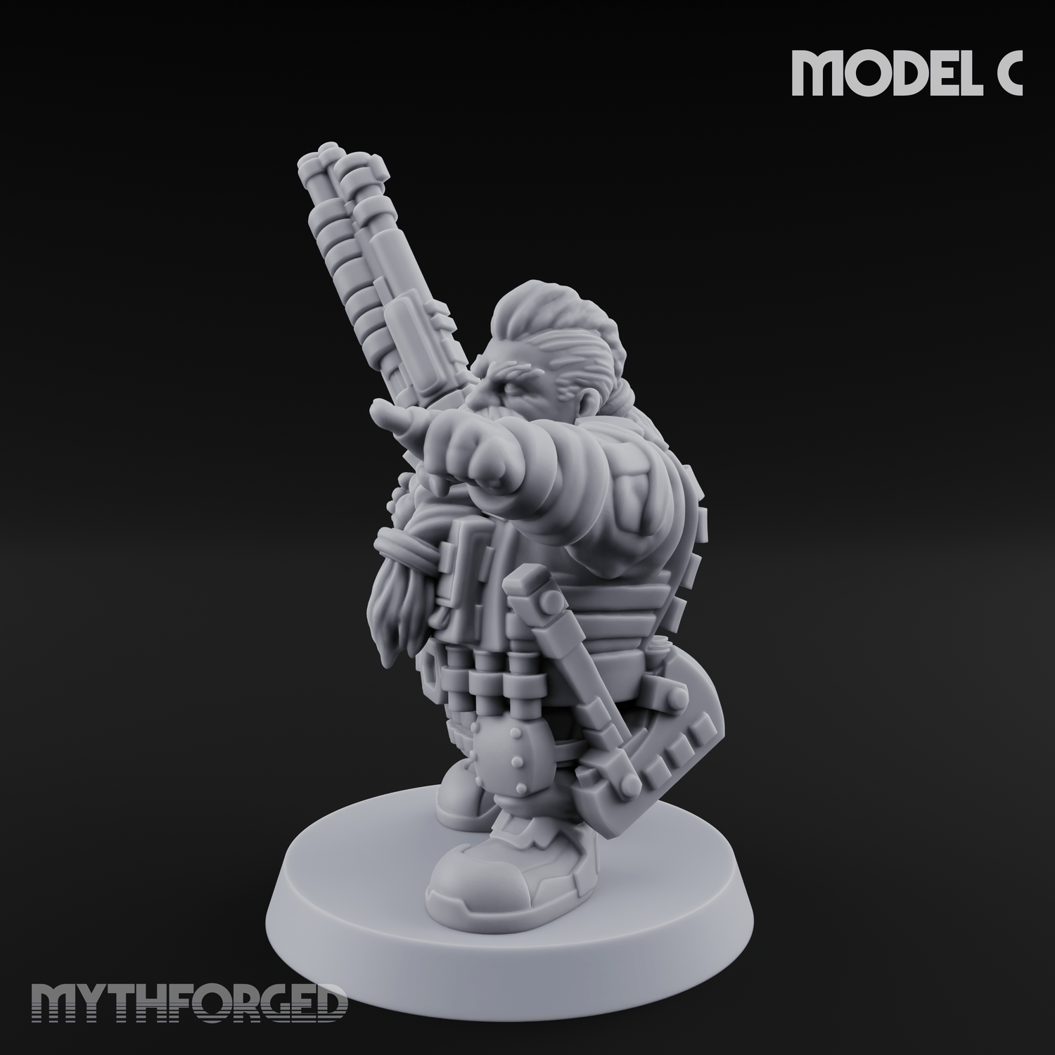 Guns Blazing Space Dwarf Assault Troopers C Miniature for Dungeons and Dragons, Pathfinder or other TTRPGs