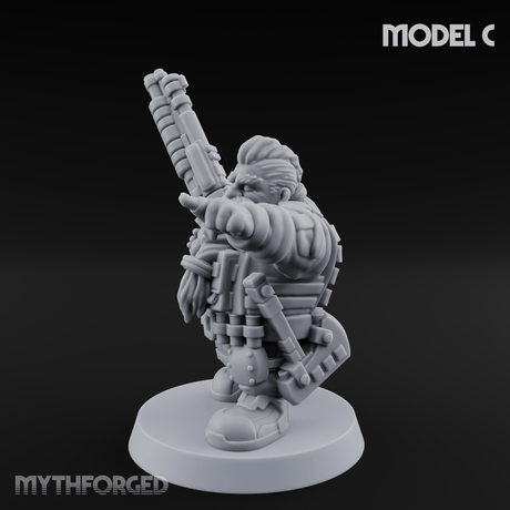 Guns Blazing Space Dwarf Assault Troopers C Miniature for Dungeons and Dragons, Pathfinder or other TTRPGs