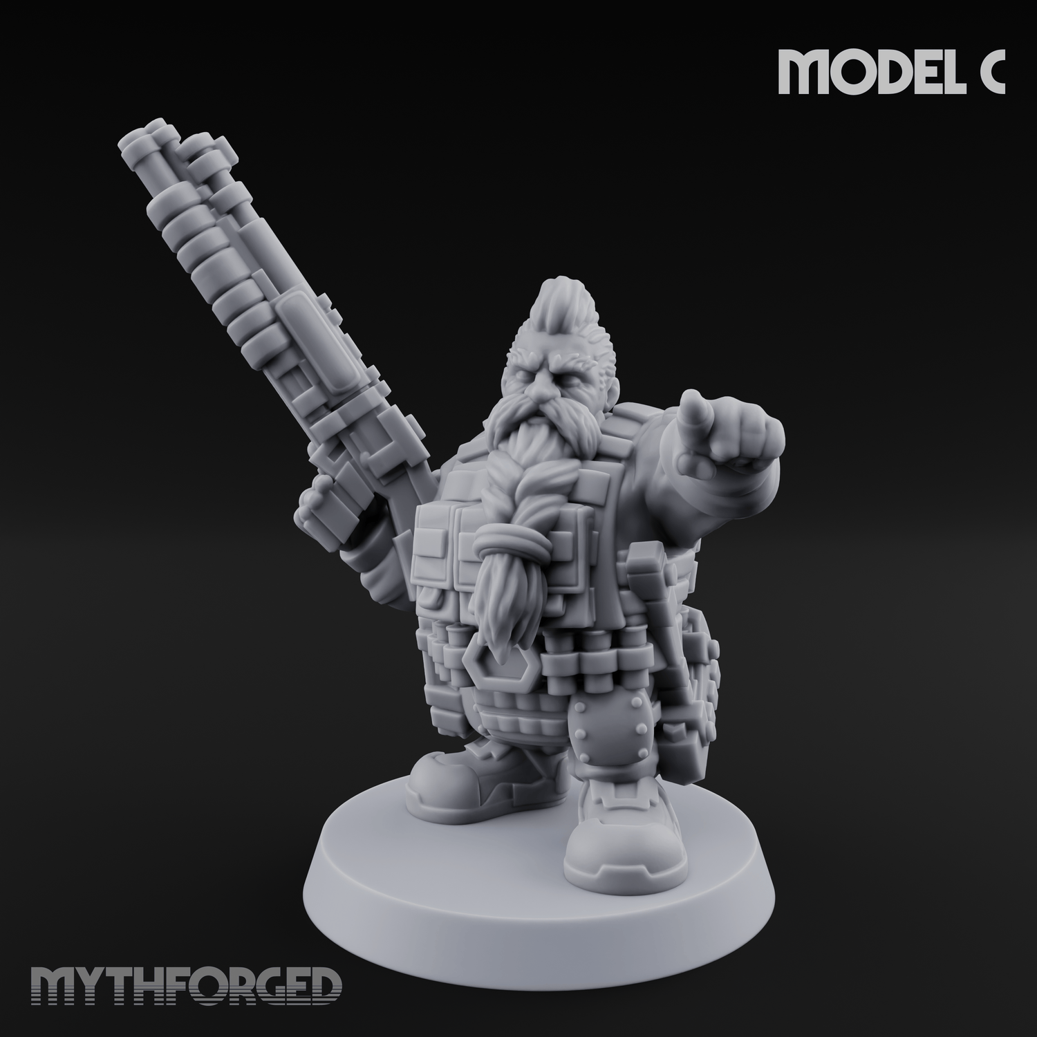 Guns Blazing Space Dwarf Assault Troopers C Miniature for Dungeons and Dragons, Pathfinder or other TTRPGs