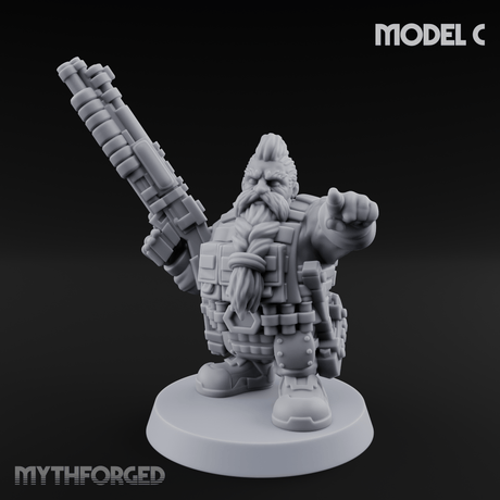 Guns Blazing Space Dwarf Assault Troopers C Miniature for Dungeons and Dragons, Pathfinder or other TTRPGs