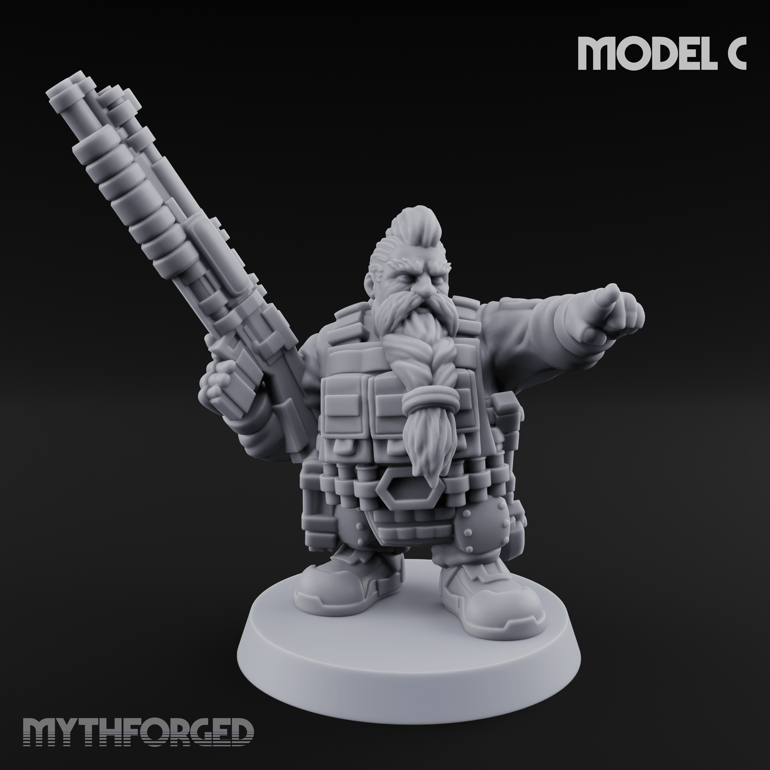 Guns Blazing Space Dwarf Assault Troopers C Miniature for Dungeons and Dragons, Pathfinder or other TTRPGs