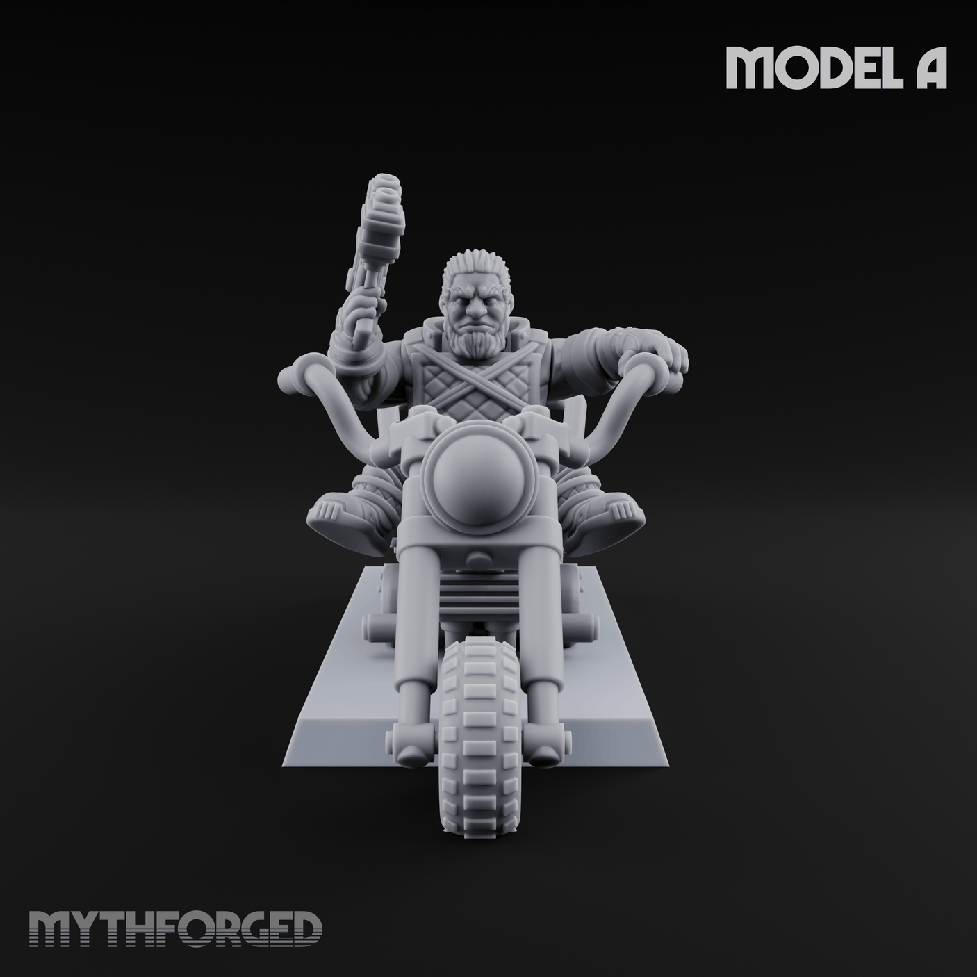 Hands In The Air Space Dwarf Bikers A Miniature for Dungeons and Dragons, Pathfinder or other TTRPGs