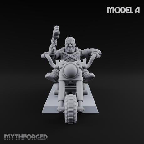 Hands In The Air Space Dwarf Bikers A Miniature for Dungeons and Dragons, Pathfinder or other TTRPGs