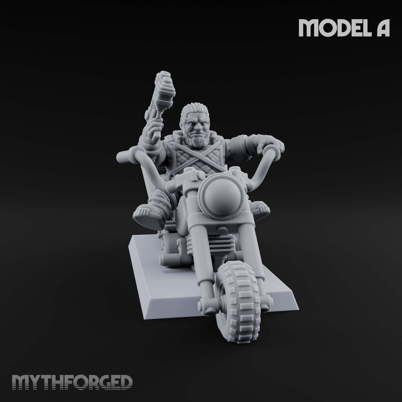 Hands In The Air Space Dwarf Bikers Miniature for Dungeons and Dragons, Pathfinder or other TTRPGs