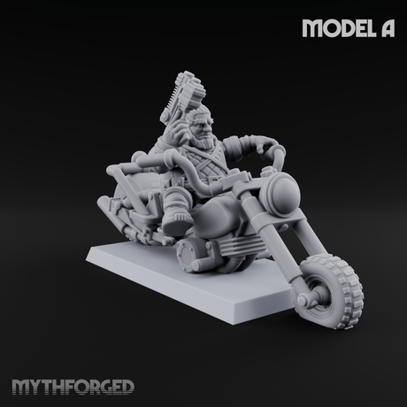 Hands In The Air Space Dwarf Bikers Miniature for Dungeons and Dragons, Pathfinder or other TTRPGs