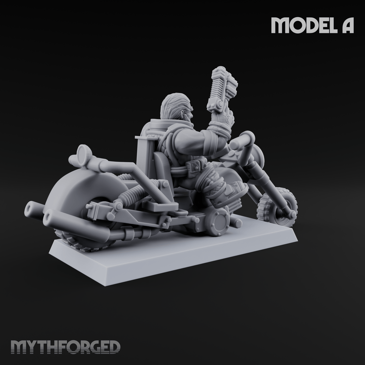 Hands In The Air Space Dwarf Bikers A Miniature for Dungeons and Dragons, Pathfinder or other TTRPGs