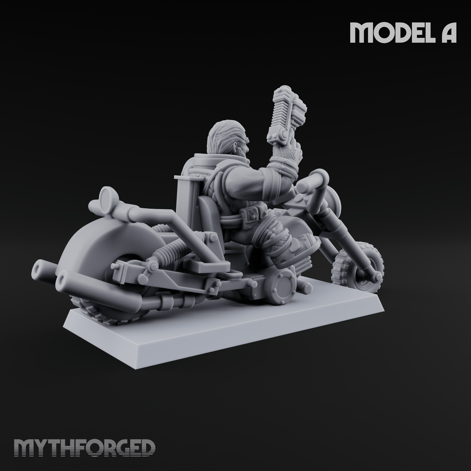 Hands In The Air Space Dwarf Bikers A Miniature for Dungeons and Dragons, Pathfinder or other TTRPGs