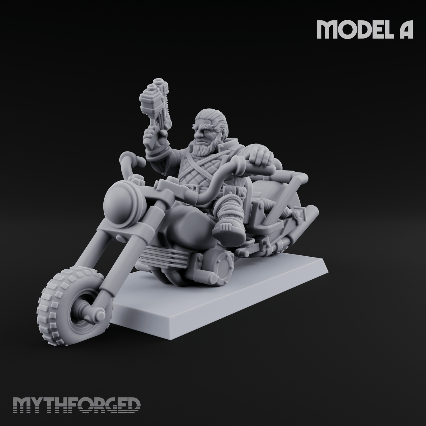 Hands In The Air Space Dwarf Bikers A Miniature for Dungeons and Dragons, Pathfinder or other TTRPGs