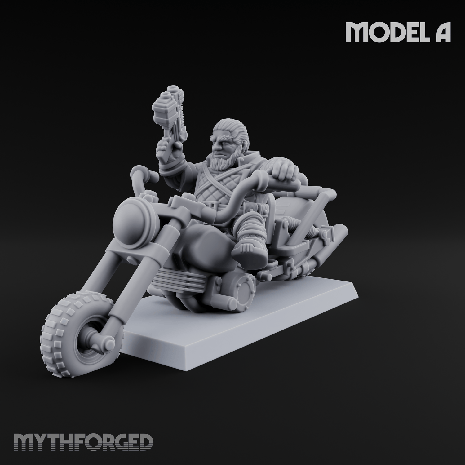 Hands In The Air Space Dwarf Bikers A Miniature for Dungeons and Dragons, Pathfinder or other TTRPGs