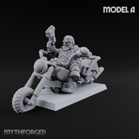Hands In The Air Space Dwarf Bikers A Miniature for Dungeons and Dragons, Pathfinder or other TTRPGs