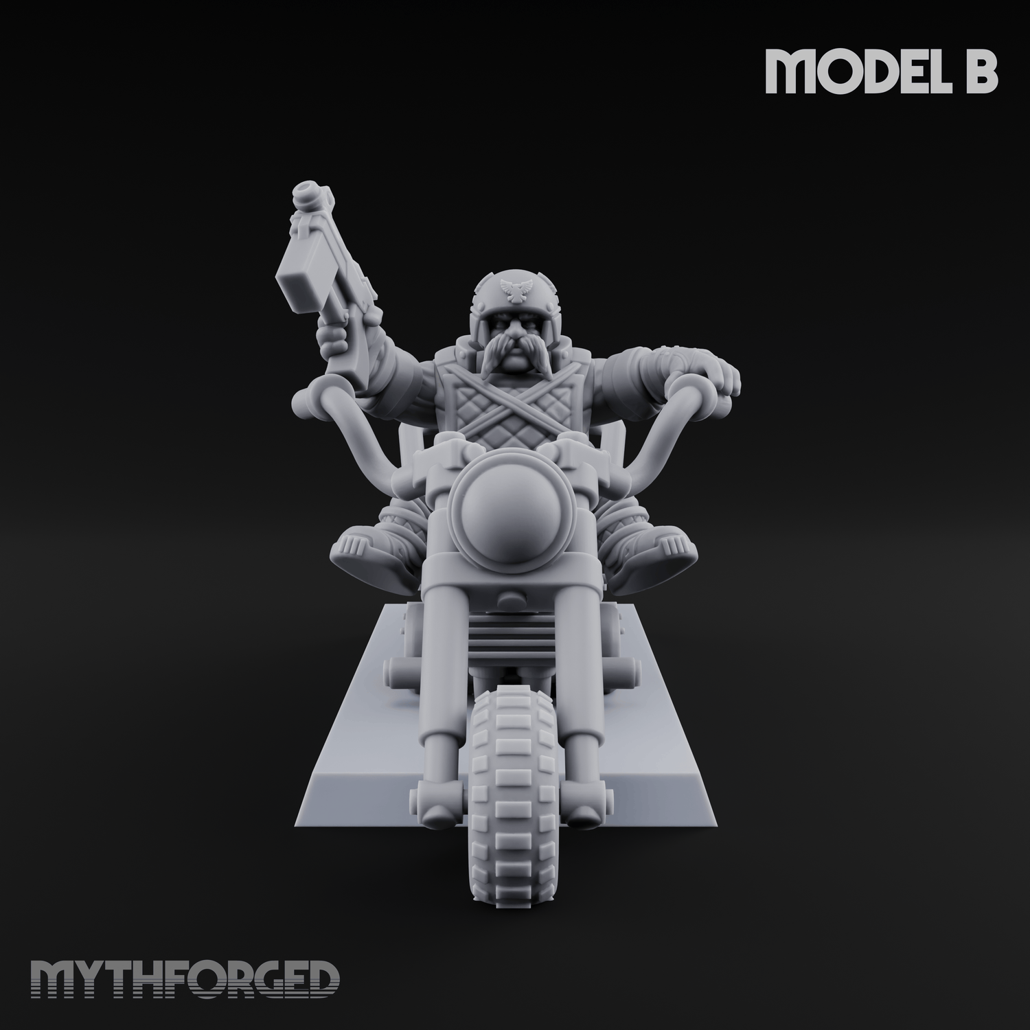 Hands In The Air Space Dwarf Bikers Miniature for Dungeons and Dragons, Pathfinder or other TTRPGs