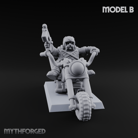 Hands In The Air Space Dwarf Bikers B Miniature for Dungeons and Dragons, Pathfinder or other TTRPGs