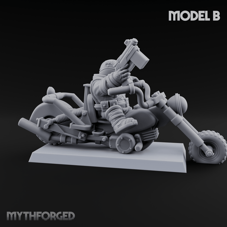 Hands In The Air Space Dwarf Bikers B Miniature for Dungeons and Dragons, Pathfinder or other TTRPGs