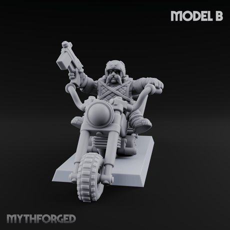 Hands In The Air Space Dwarf Bikers B Miniature for Dungeons and Dragons, Pathfinder or other TTRPGs