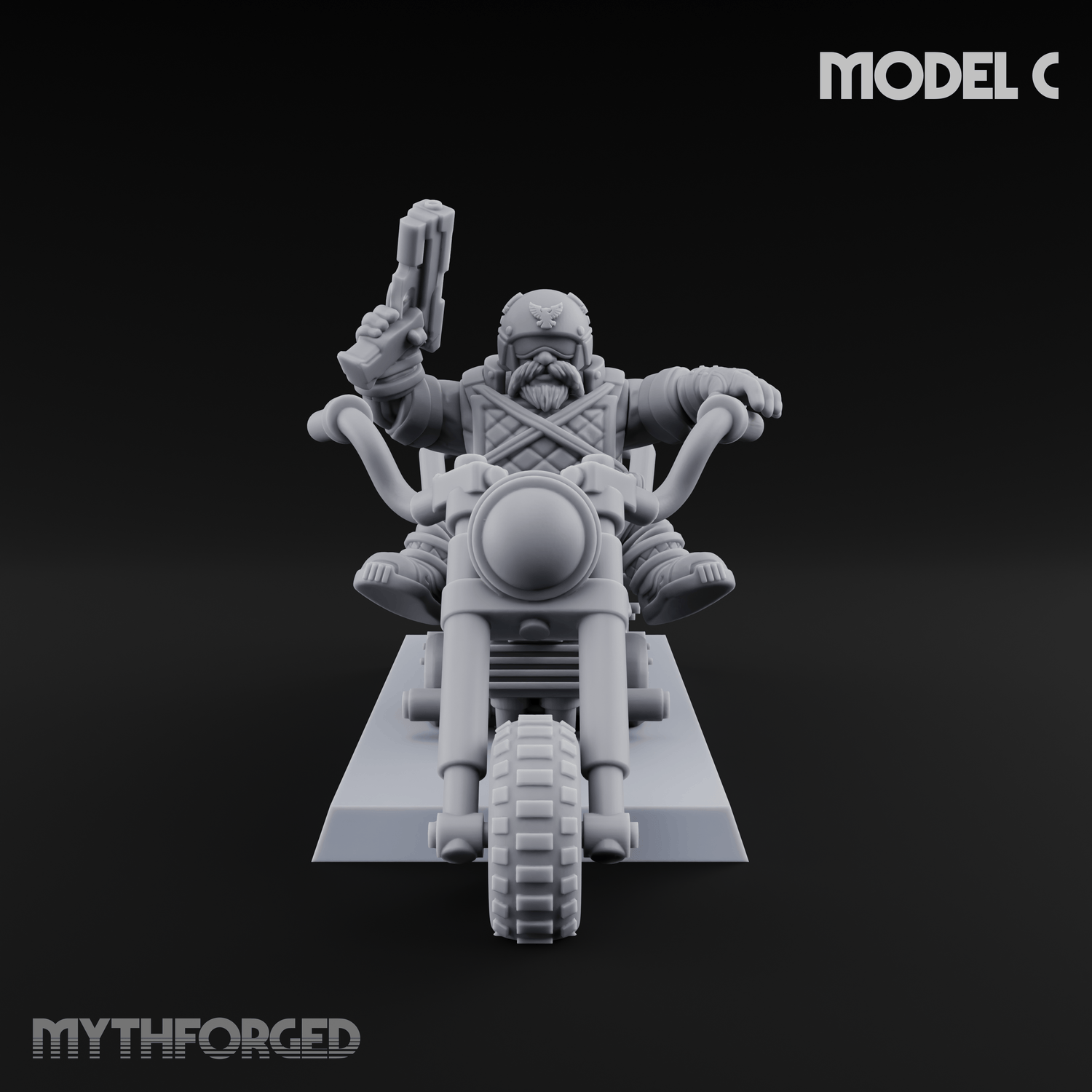 Hands In The Air Space Dwarf Bikers Miniature for Dungeons and Dragons, Pathfinder or other TTRPGs