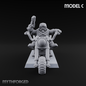 Hands In The Air Space Dwarf Bikers C Miniature for Dungeons and Dragons, Pathfinder or other TTRPGs