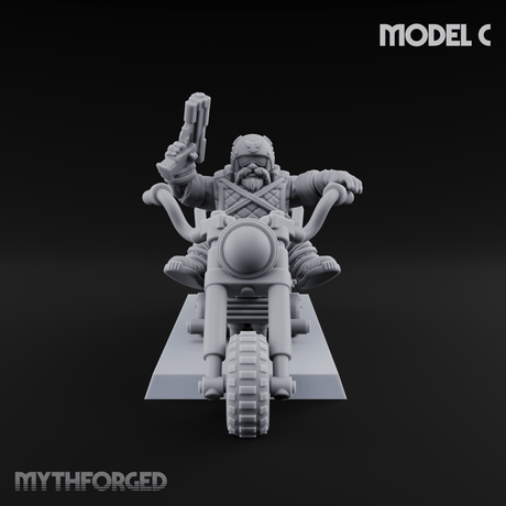 Hands In The Air Space Dwarf Bikers C Miniature for Dungeons and Dragons, Pathfinder or other TTRPGs