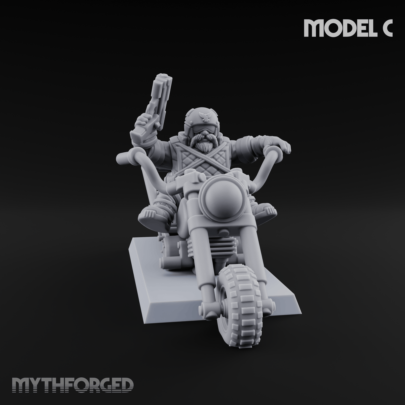 Hands In The Air Space Dwarf Bikers C Miniature for Dungeons and Dragons, Pathfinder or other TTRPGs