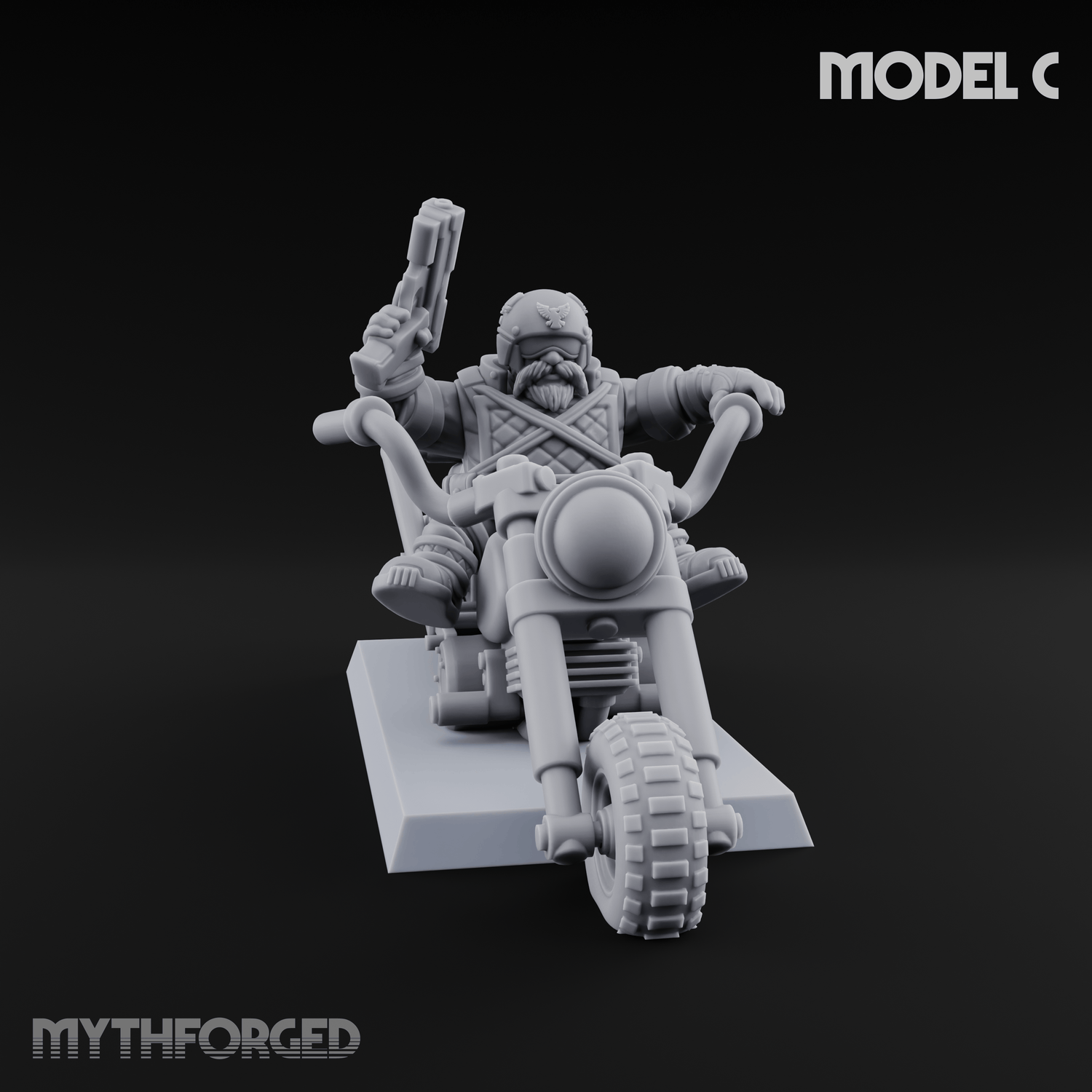 Hands In The Air Space Dwarf Bikers C Miniature for Dungeons and Dragons, Pathfinder or other TTRPGs
