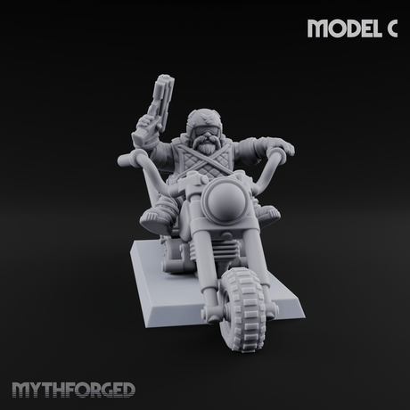 Hands In The Air Space Dwarf Bikers C Miniature for Dungeons and Dragons, Pathfinder or other TTRPGs