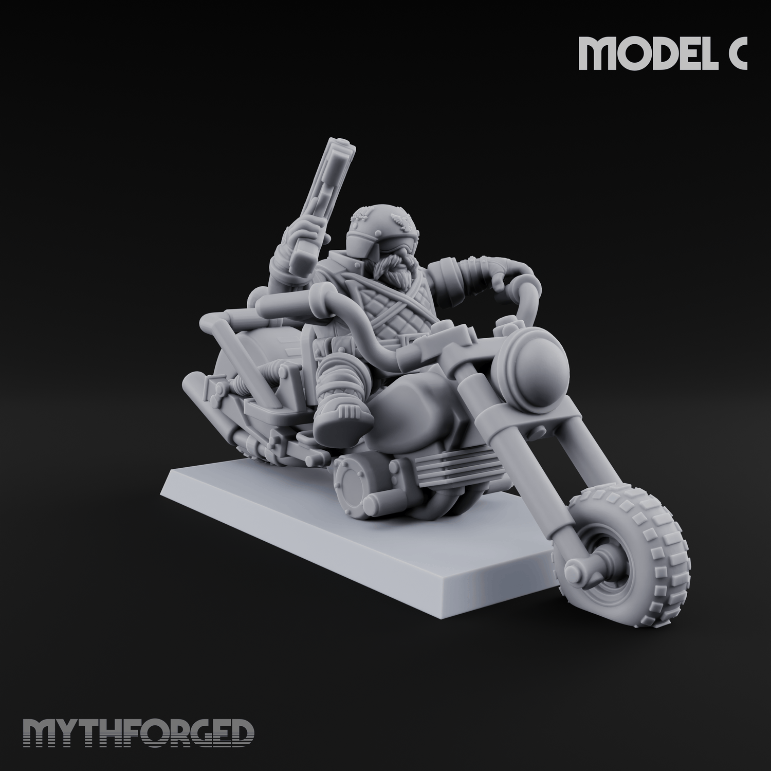 Hands In The Air Space Dwarf Bikers Miniature for Dungeons and Dragons, Pathfinder or other TTRPGs